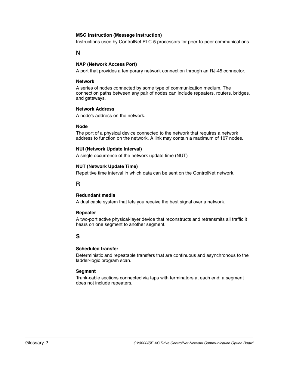 Rockwell Automation GV3000/SE AC Drive ControlNet Network Communication Board, M/N 2CN3000 User Manual | Page 102 / 108