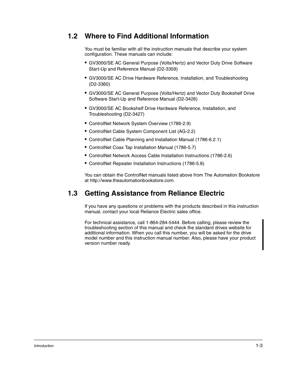2 where to find additional information, 3 getting assistance from reliance electric | Rockwell Automation GV3000/SE AC Drive ControlNet Network Communication Board, M/N 2CN3000 User Manual | Page 11 / 108