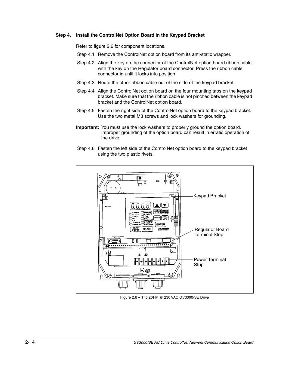 Figure 2.6 - 1 to 20 hp @ 230 vac gv3000/se drive | Rockwell Automation GV3000/SE AC Drive ControlNet Network Communication Board, M/N 2CN3000 User Manual | Page 26 / 108