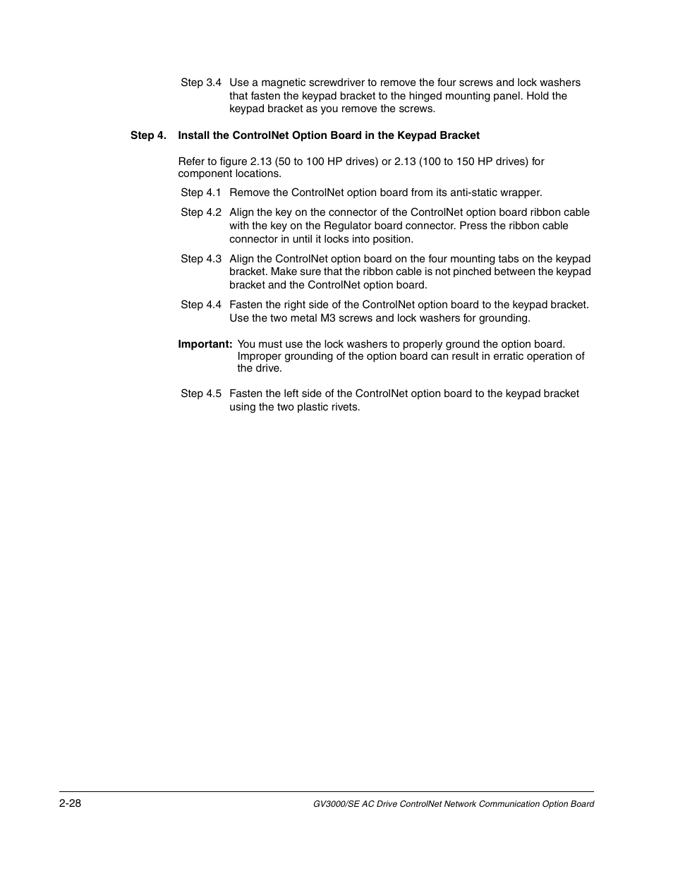 Rockwell Automation GV3000/SE AC Drive ControlNet Network Communication Board, M/N 2CN3000 User Manual | Page 40 / 108