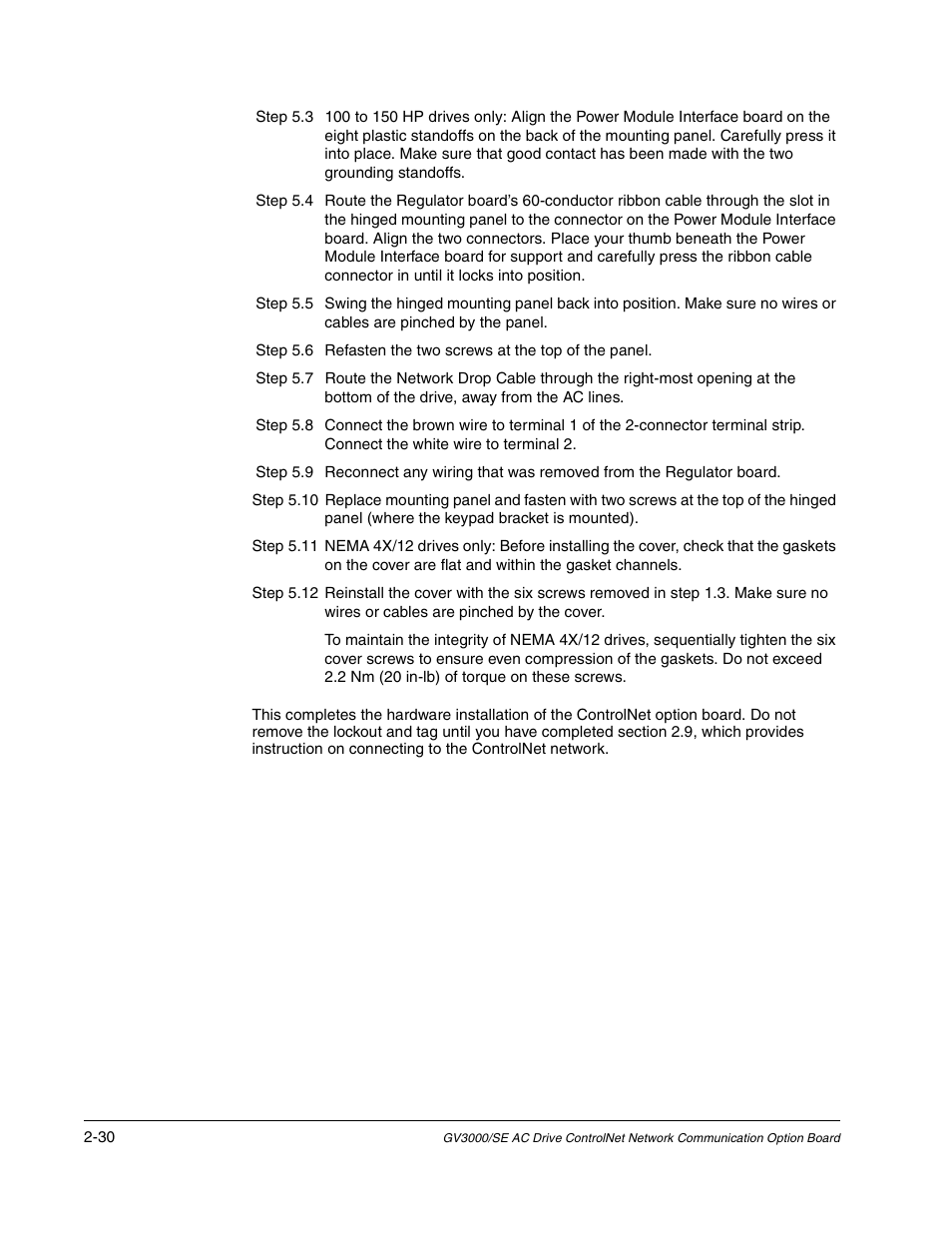 Rockwell Automation GV3000/SE AC Drive ControlNet Network Communication Board, M/N 2CN3000 User Manual | Page 42 / 108