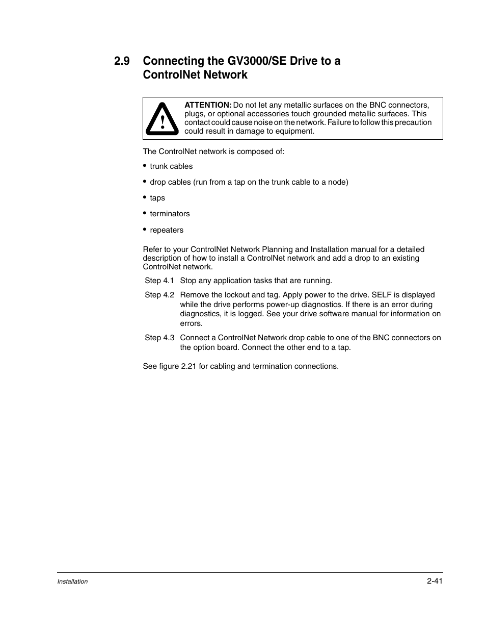 Rockwell Automation GV3000/SE AC Drive ControlNet Network Communication Board, M/N 2CN3000 User Manual | Page 53 / 108