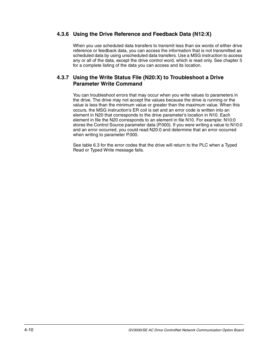 Rockwell Automation GV3000/SE AC Drive ControlNet Network Communication Board, M/N 2CN3000 User Manual | Page 72 / 108