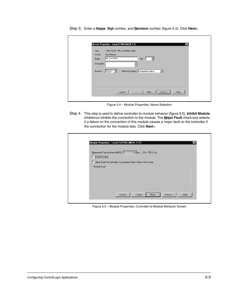 Figure 5.4 - module properties: name selection | Rockwell Automation GV3000/SE AC Drive ControlNet Network Communication Board, M/N 2CN3000 User Manual | Page 75 / 108