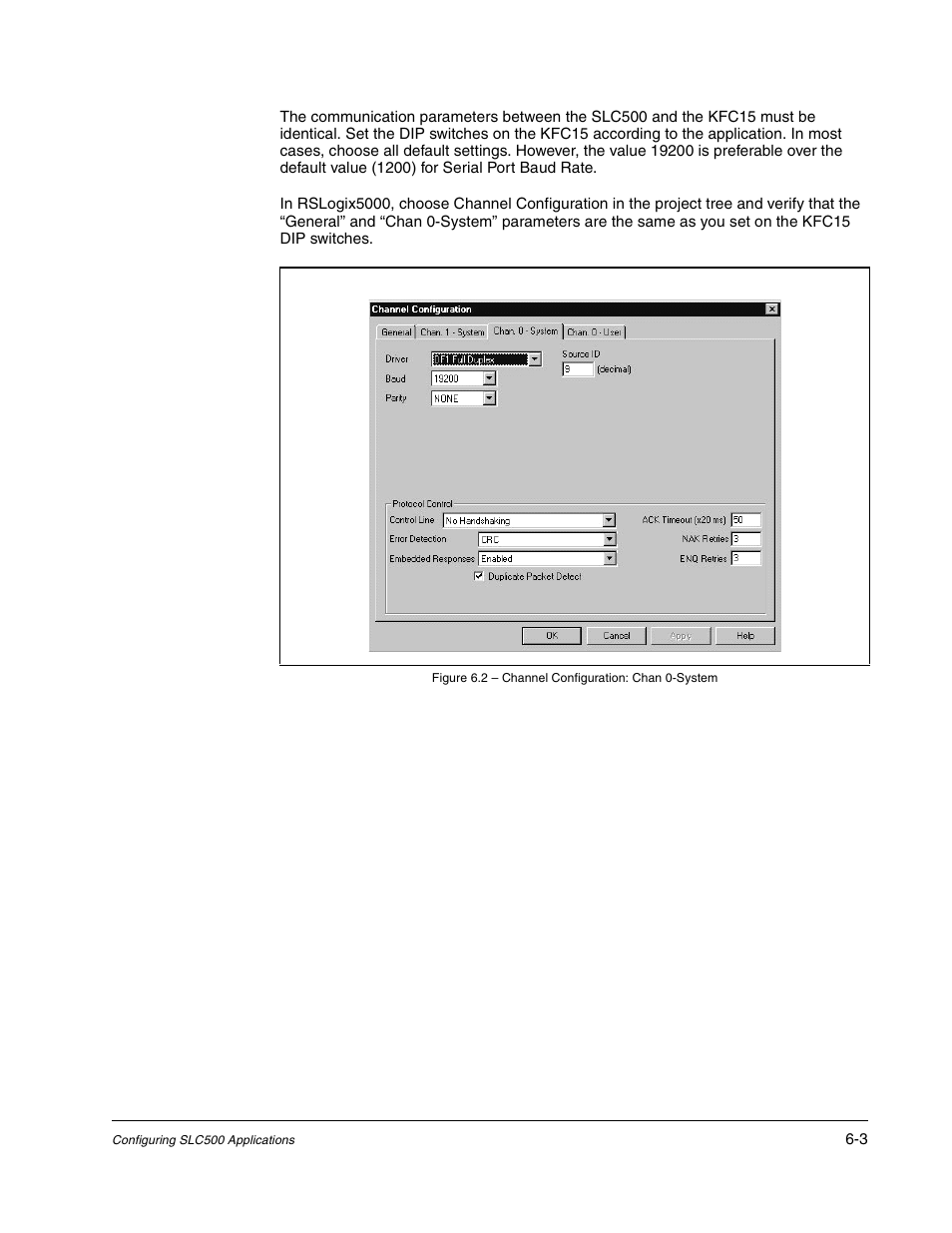 Figure 6.2 - channel configuration: chan 0-system | Rockwell Automation GV3000/SE AC Drive ControlNet Network Communication Board, M/N 2CN3000 User Manual | Page 85 / 108