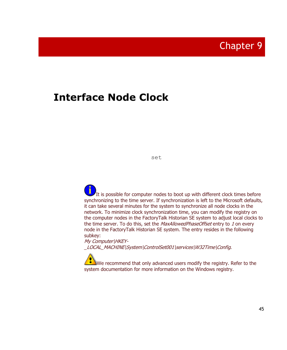 Interface node clock, Chapter 9 | Rockwell Automation FactoryTalk Historian SE 3.0 Live Data Interface User Guide User Manual | Page 51 / 62