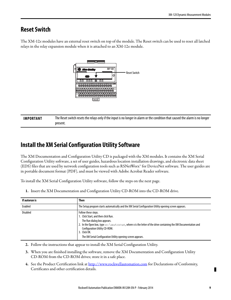 Reset switch | Rockwell Automation 1440-VAD02-01RA XM-123 Dynamic Measurement Module User Manual | Page 9 / 12