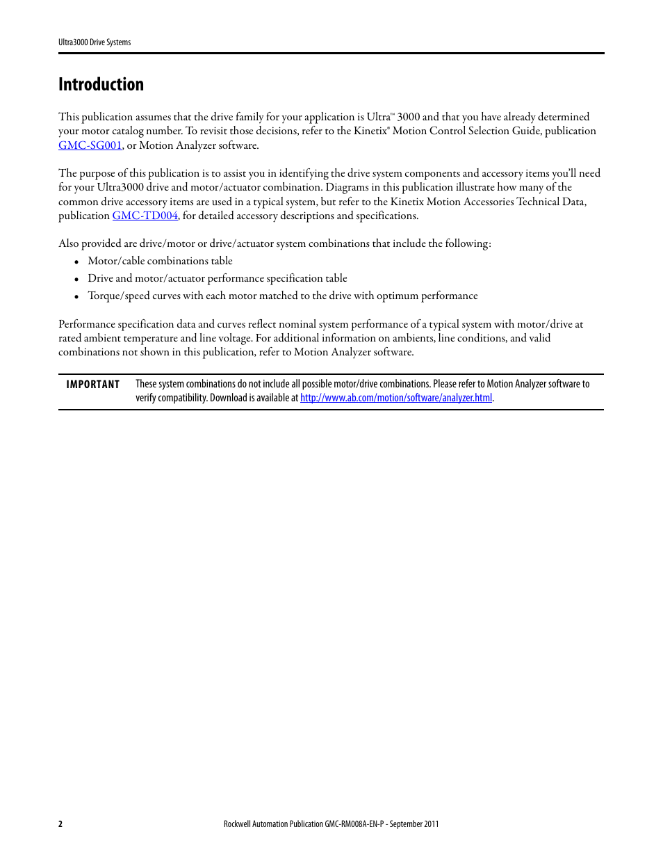 Introduction | Rockwell Automation 2098-DSD-xxx Ultra3000 Drive Systems Design Guide User Manual | Page 2 / 78