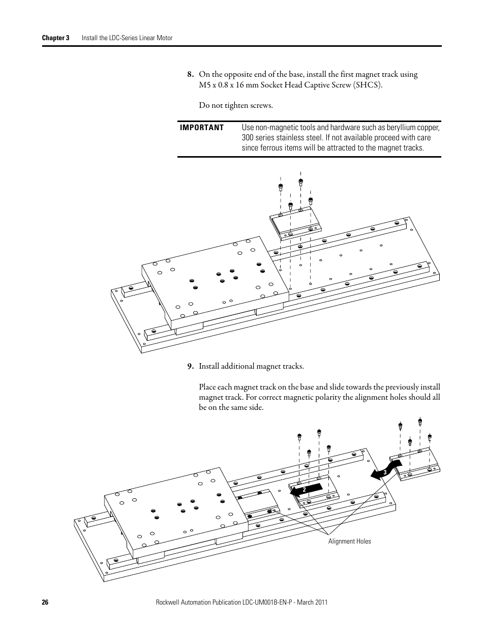 Install additional magnet tracks | Rockwell Automation LDC Iron Core Linear Servo Motors User Manual | Page 26 / 98