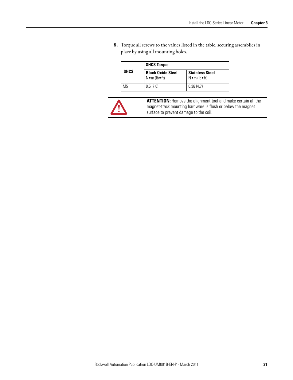 Rockwell Automation LDC Iron Core Linear Servo Motors User Manual | Page 31 / 98