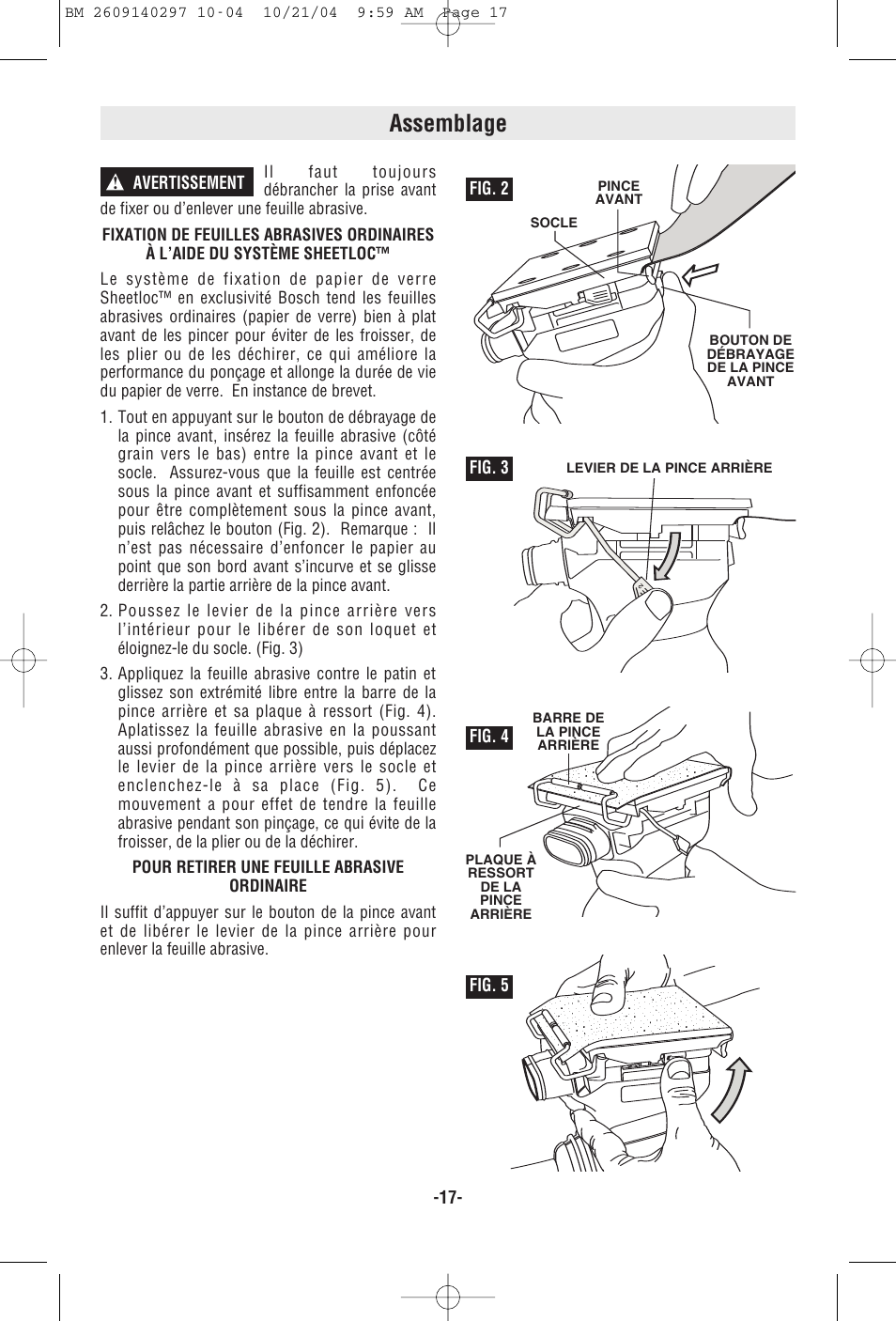 Assemblage | Bosch 1297D User Manual | Page 17 / 32