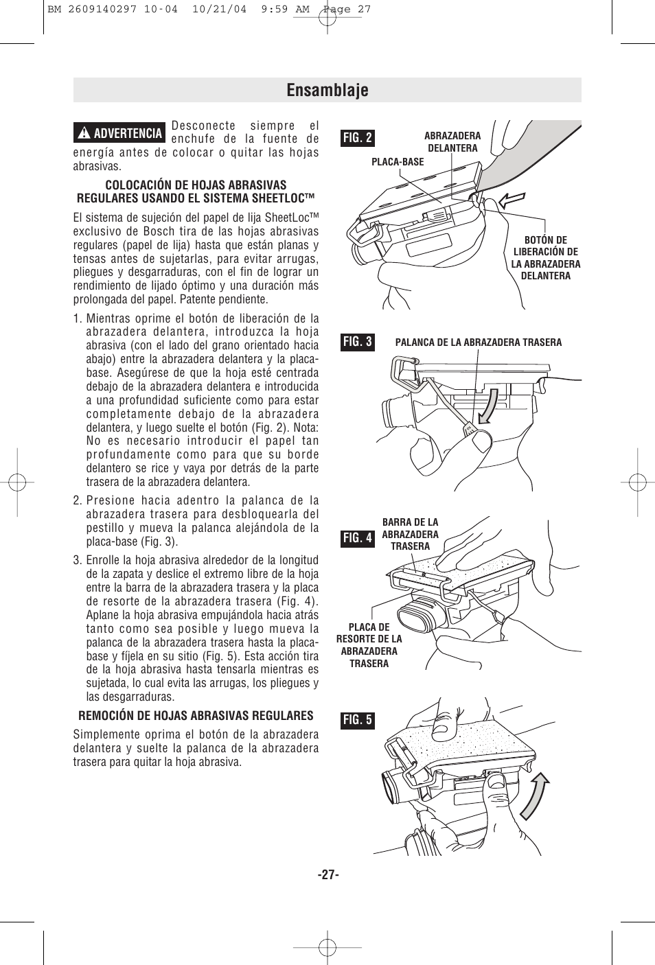 Ensamblaje | Bosch 1297D User Manual | Page 27 / 32