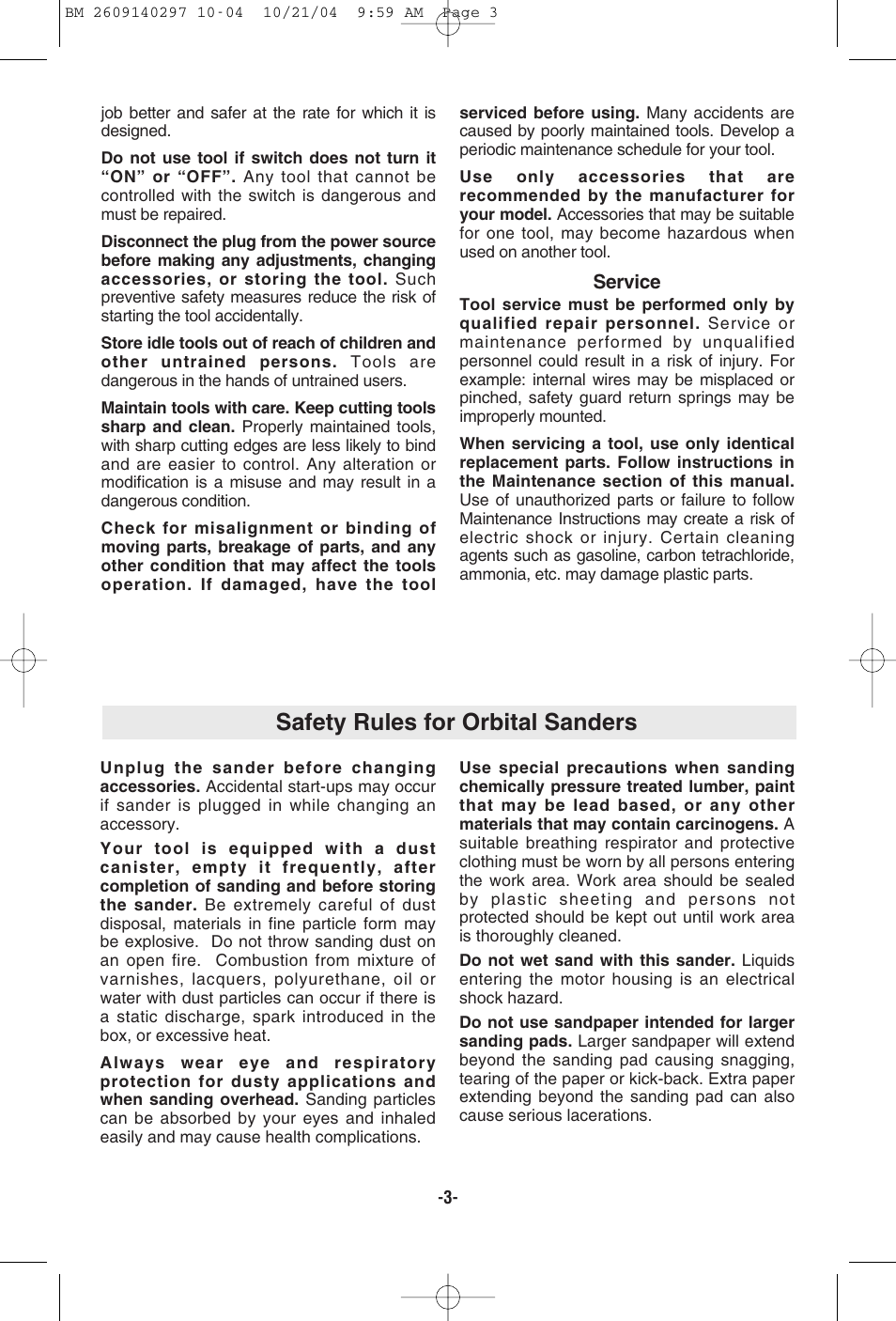 Safety rules for orbital sanders | Bosch 1297D User Manual | Page 3 / 32