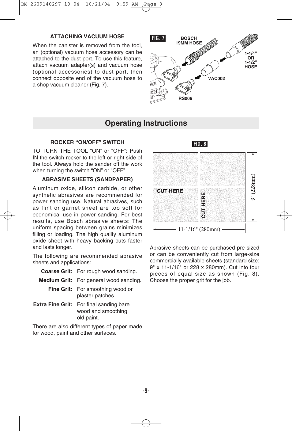 Operating instructions | Bosch 1297D User Manual | Page 9 / 32