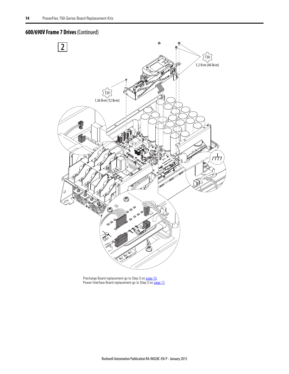 600/690v frame 7 drives (continued) | Rockwell Automation 20G PowerFlex 750-Series Replacement Board Kits User Manual | Page 14 / 18