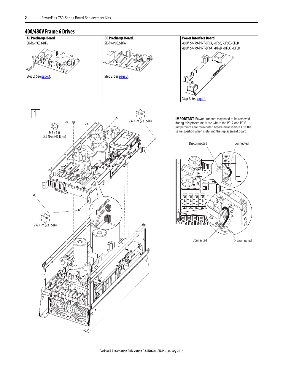 400/480v frame 6 drives | Rockwell Automation 20G PowerFlex 750-Series Replacement Board Kits User Manual | Page 2 / 18