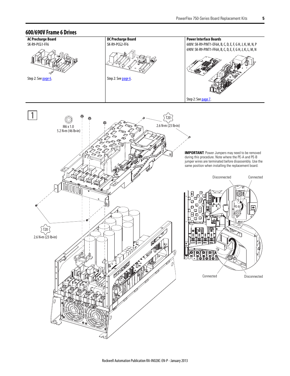 600/690v frame 6 drives | Rockwell Automation 20G PowerFlex 750-Series Replacement Board Kits User Manual | Page 5 / 18