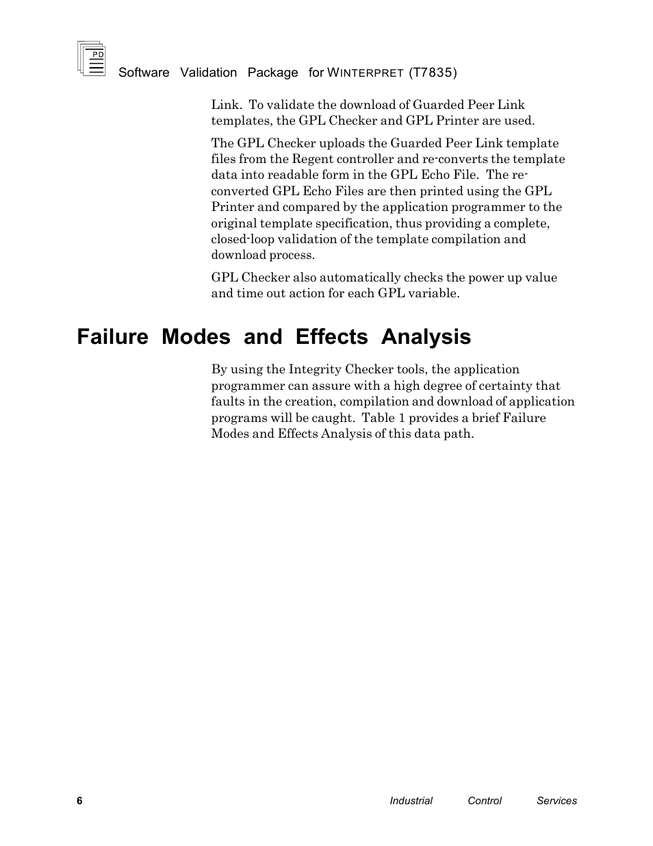 Failure modes and effects analysis | Rockwell Automation T7835 ICS Regent+Plus Software Validation Package for Winternet User Manual | Page 6 / 14