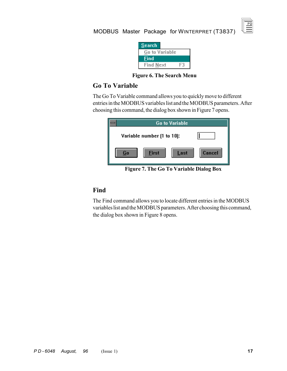 Go to variable, Find | Rockwell Automation T3837 ICS Regent MODBUS Master Package for WINTERPRET User Manual | Page 17 / 23