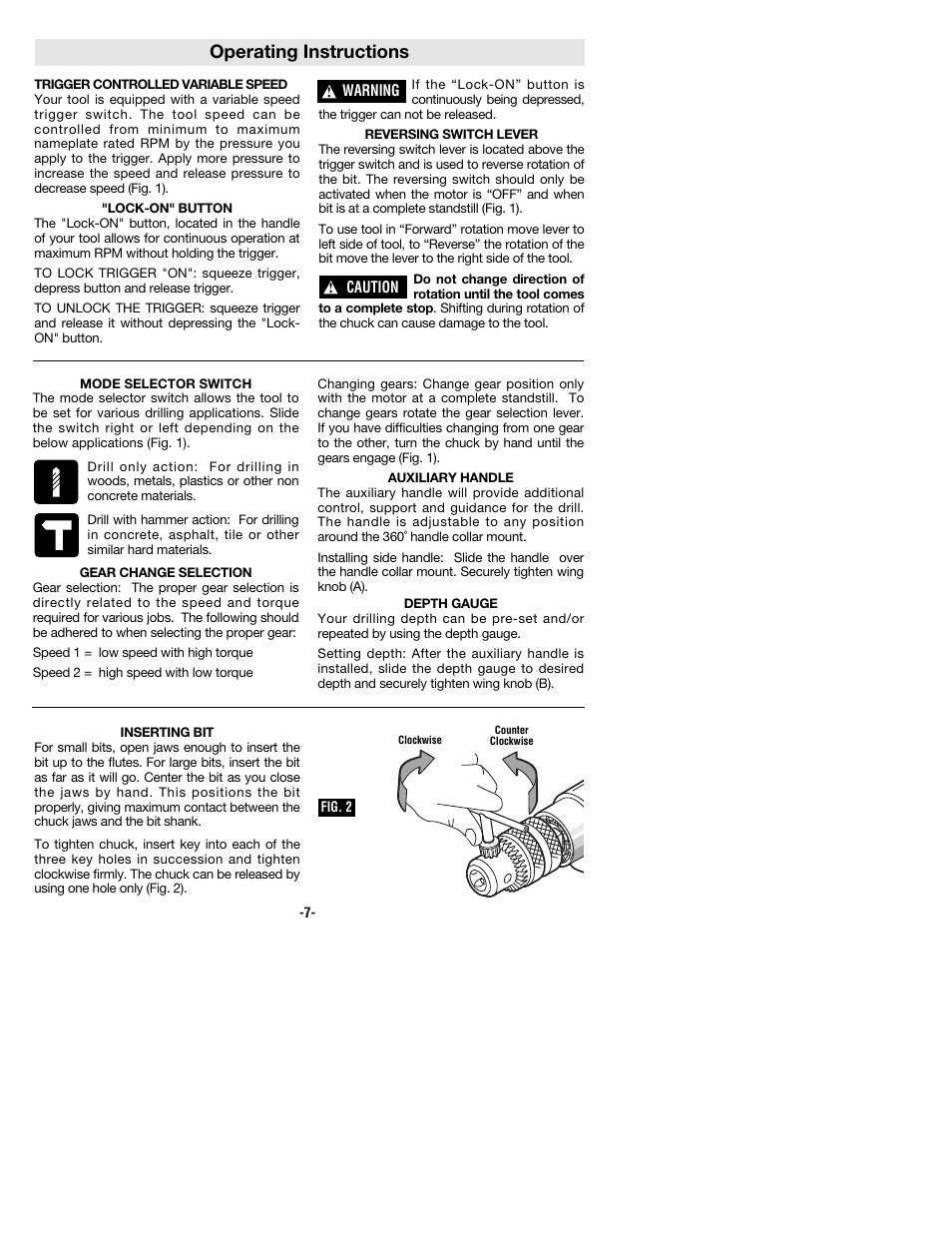 Operating instructions | Bosch 1194AVSR User Manual | Page 7 / 32