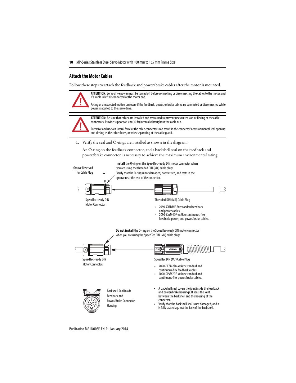 Attach the motor cables | Rockwell Automation MPS-xxxx Stainless Steel Servo Motor User Manual | Page 10 / 26