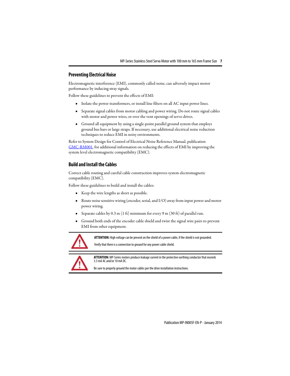 Preventing electrical noise, Build and install the cables | Rockwell Automation MPS-xxxx Stainless Steel Servo Motor User Manual | Page 7 / 26