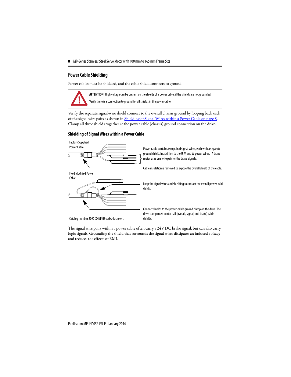 Power cable shielding | Rockwell Automation MPS-xxxx Stainless Steel Servo Motor User Manual | Page 8 / 26