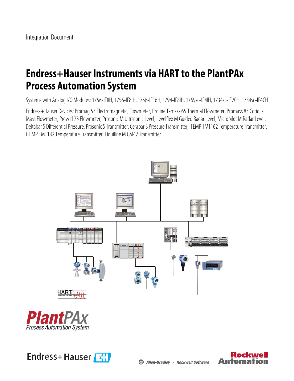 Rockwell Automation 1734sc-IE4CH E+H Instruments via HART to PlantPAx User Manual User Manual | 160 pages