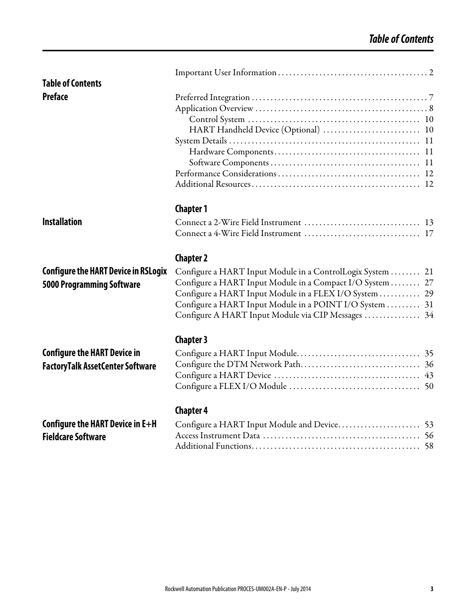 Rockwell Automation 1734sc-IE4CH E+H Instruments via HART to PlantPAx User Manual User Manual | Page 3 / 160
