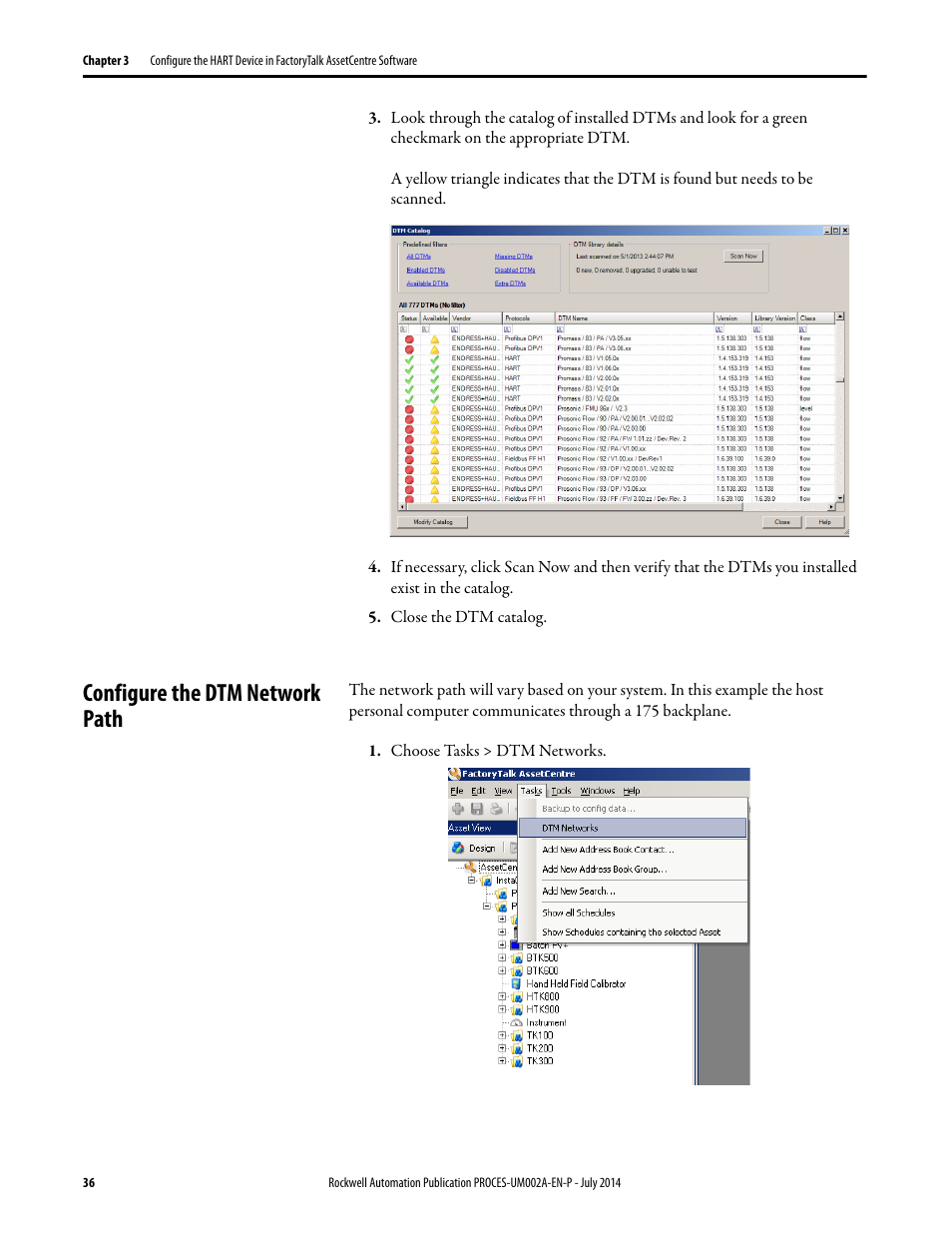 Configure the dtm network path | Rockwell Automation 1734sc-IE4CH E+H Instruments via HART to PlantPAx User Manual User Manual | Page 36 / 160