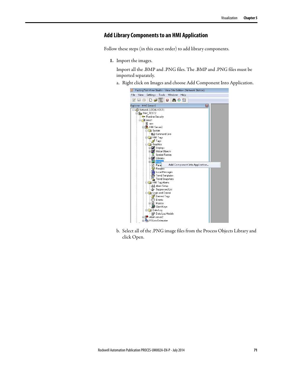 Add library components to an hmi application | Rockwell Automation 1734sc-IE4CH E+H Instruments via HART to PlantPAx User Manual User Manual | Page 71 / 160