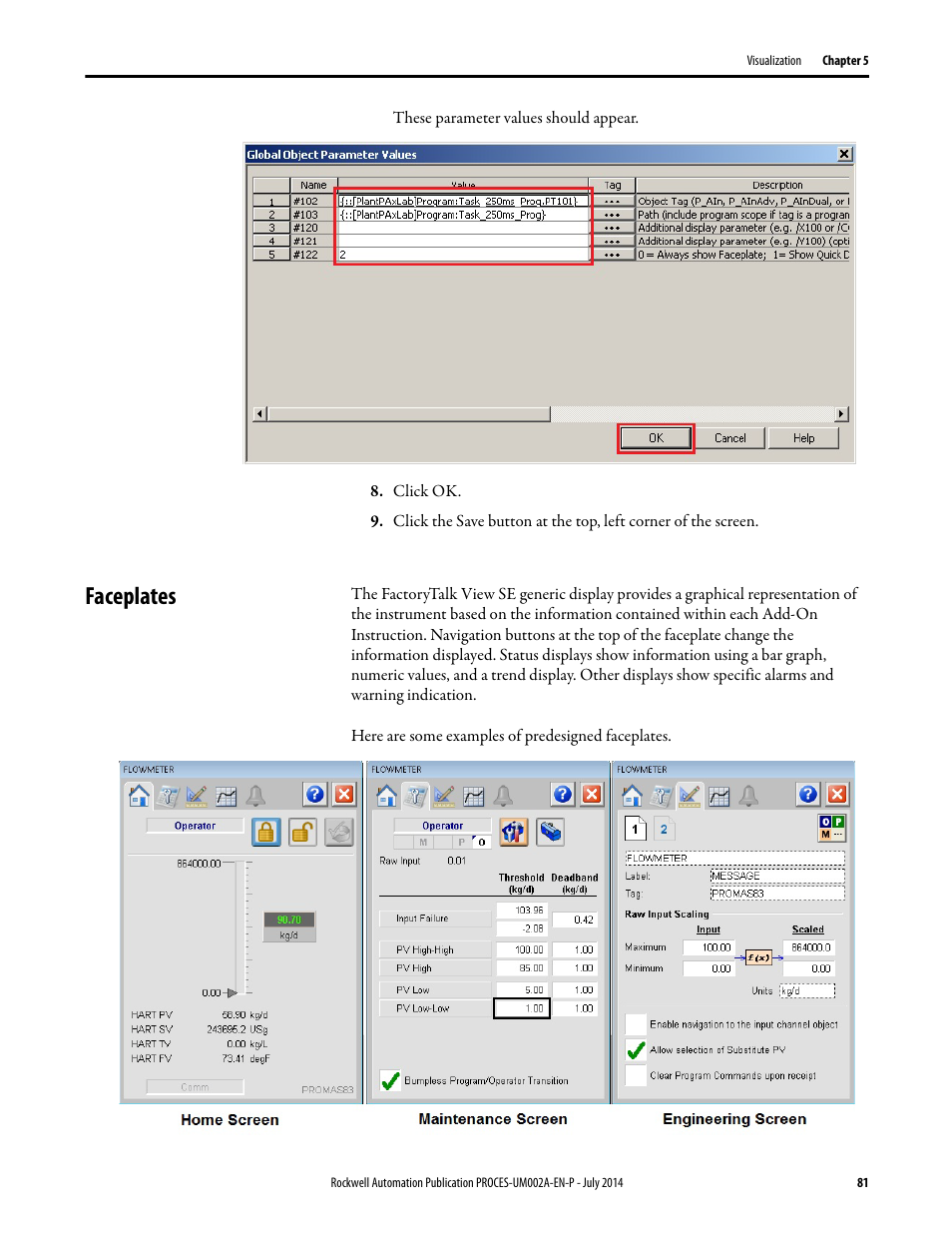 Faceplates | Rockwell Automation 1734sc-IE4CH E+H Instruments via HART to PlantPAx User Manual User Manual | Page 81 / 160