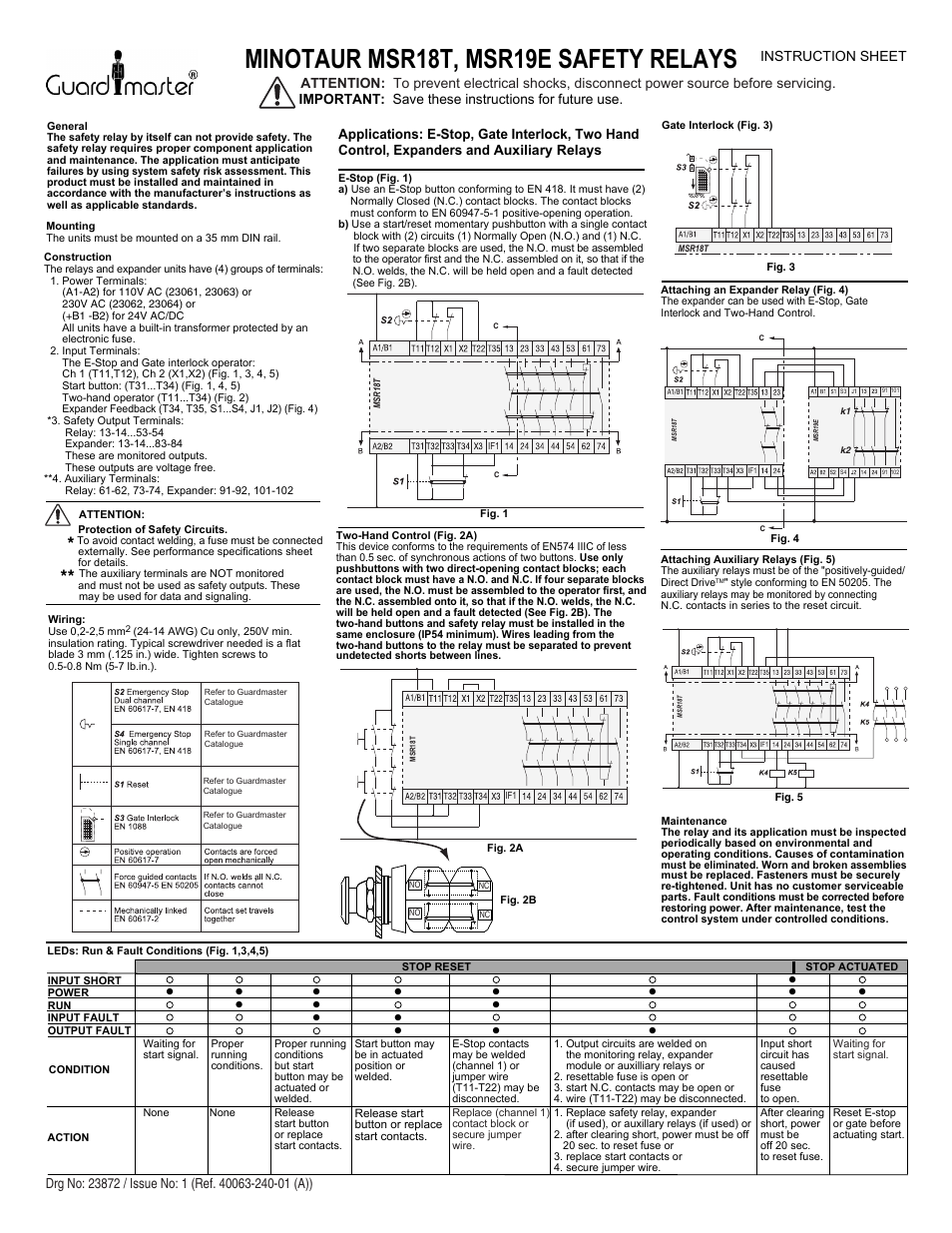 Rockwell Automation 440R MSR19E Minotaur Expansion Unit Safety Relay User Manual | 1 page