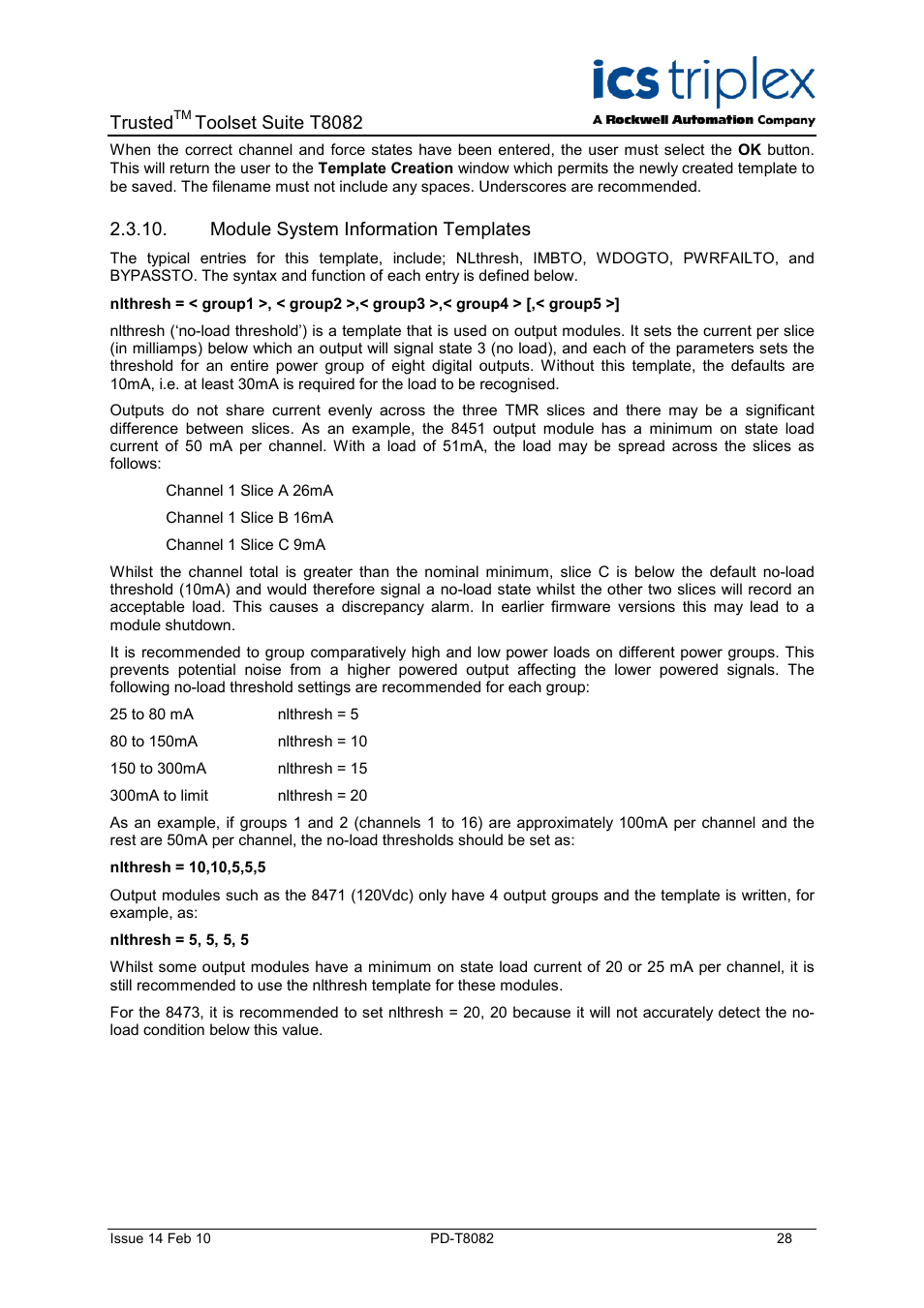 Module system information templates, Trusted, Toolset suite t8082 | Rockwell Automation T8082 Trusted Toolset Suite User Manual | Page 28 / 82