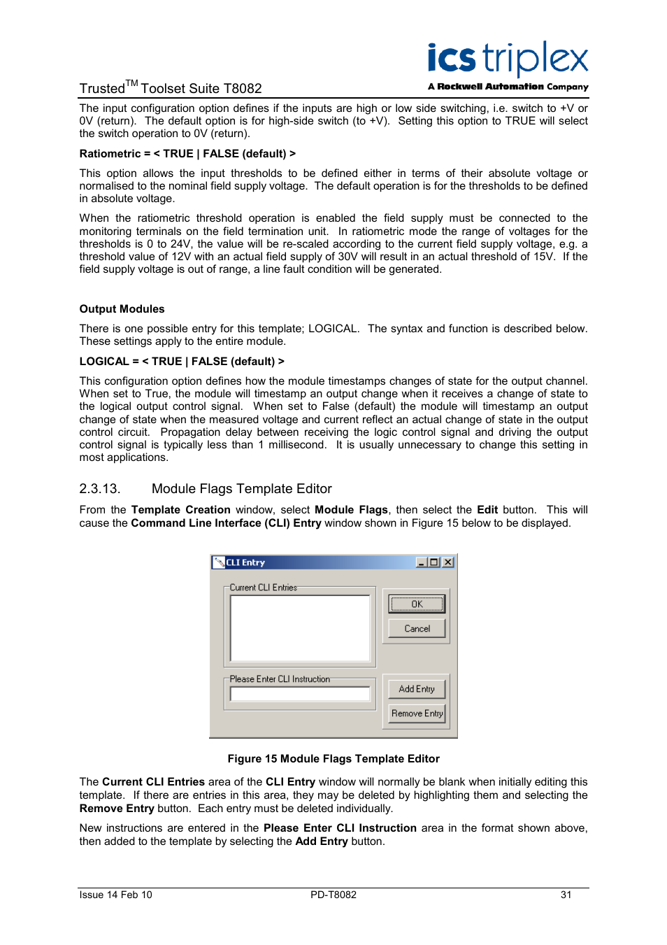 Module flags template editor, Figure 15 module flags template editor, Trusted | Toolset suite t8082 | Rockwell Automation T8082 Trusted Toolset Suite User Manual | Page 31 / 82
