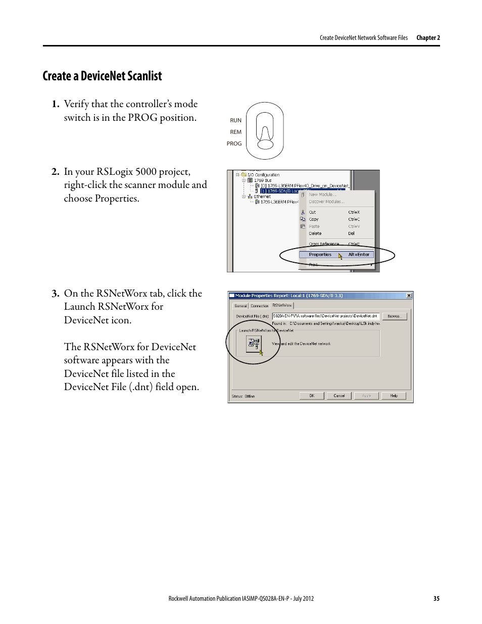 Create a devicenet scanlist, Create a, Devicenet | Scanlist | Rockwell Automation Logix5000 Control Systems: Connect PowerFlex 40 Drive over DeviceNet Quick Start User Manual | Page 35 / 54