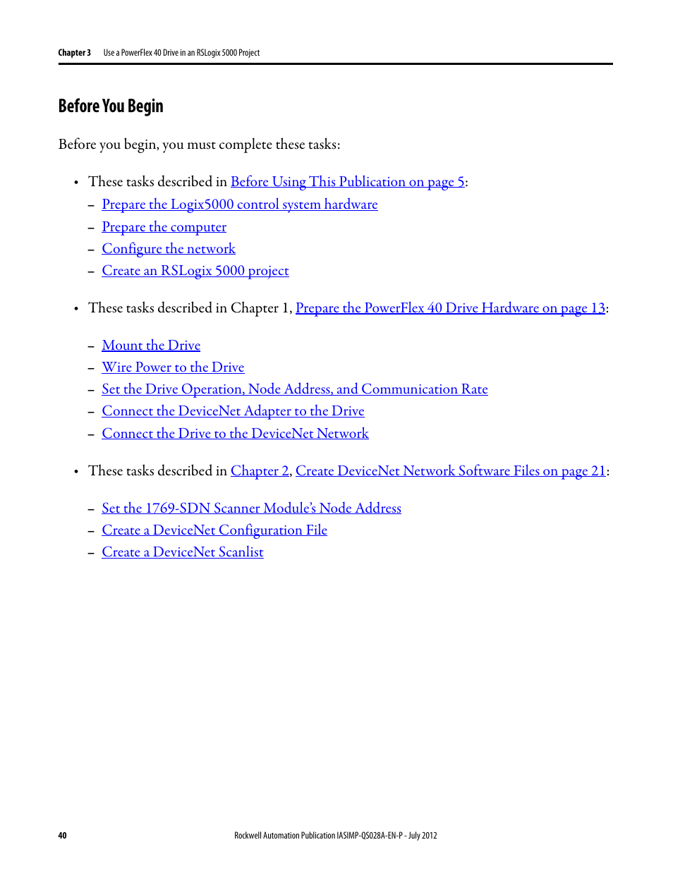 Before you begin | Rockwell Automation Logix5000 Control Systems: Connect PowerFlex 40 Drive over DeviceNet Quick Start User Manual | Page 40 / 54