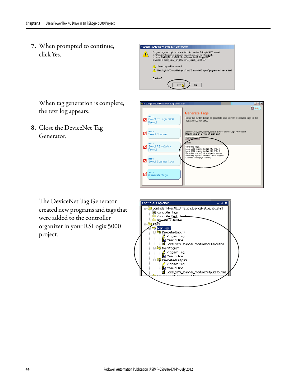 Rockwell Automation Logix5000 Control Systems: Connect PowerFlex 40 Drive over DeviceNet Quick Start User Manual | Page 44 / 54