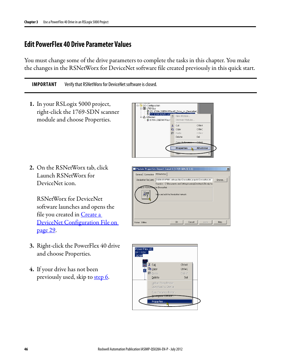 Edit powerflex 40 drive parameter values, Edit powerflex 40, Drive parameter | Values | Rockwell Automation Logix5000 Control Systems: Connect PowerFlex 40 Drive over DeviceNet Quick Start User Manual | Page 46 / 54