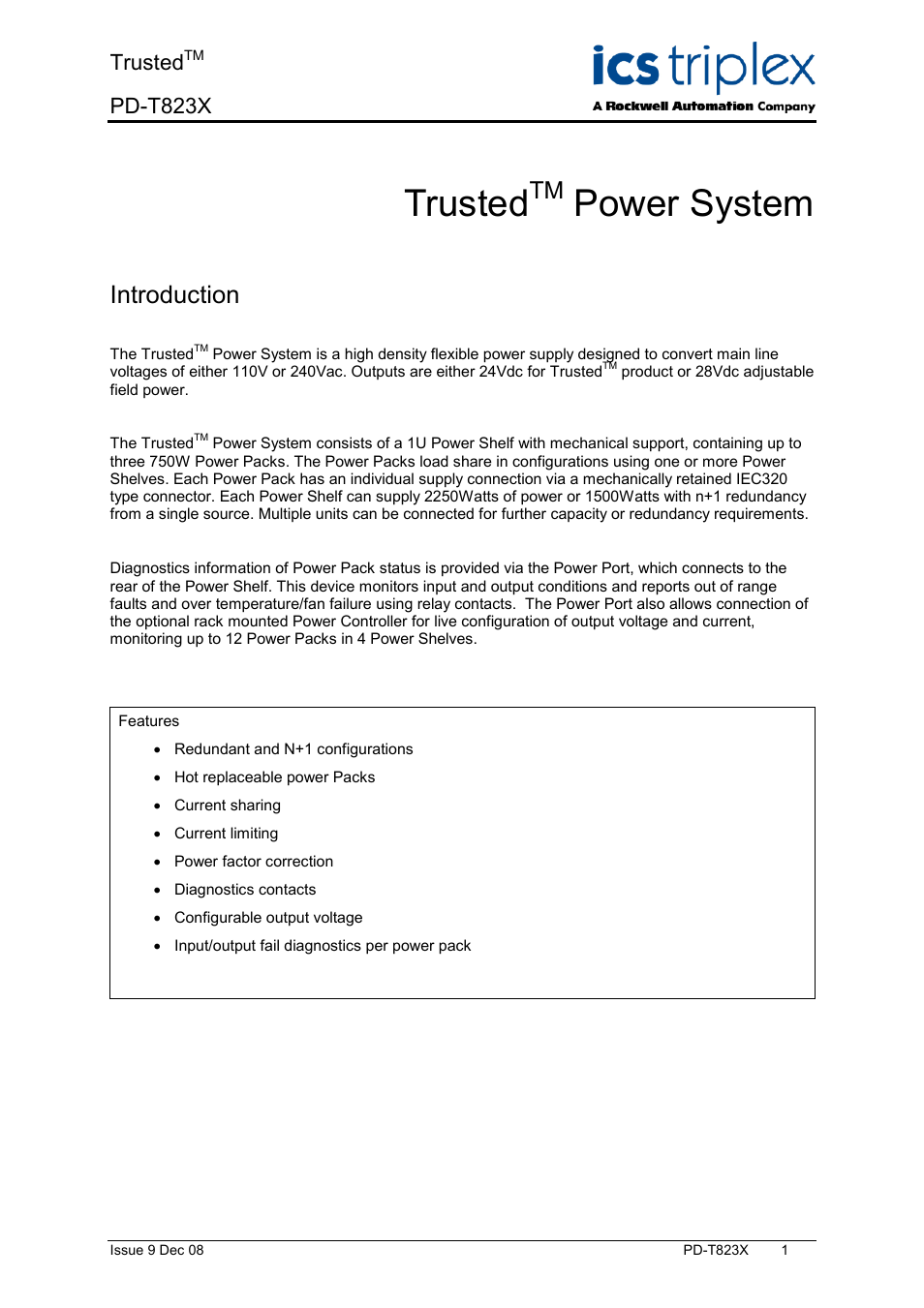 Rockwell Automation T823X Trusted Power System User Manual | 32 pages