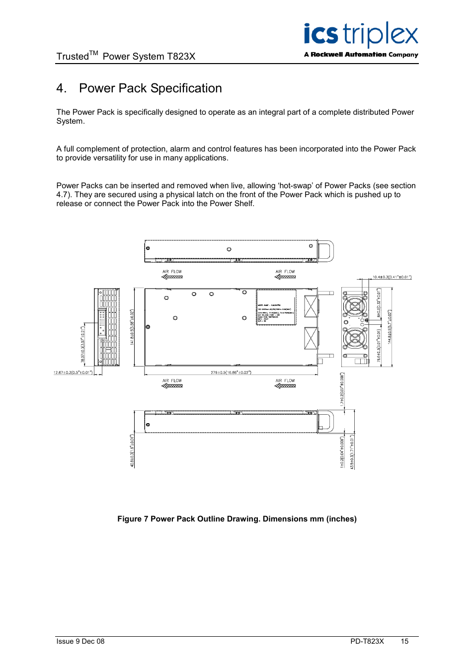 Power pack specification | Rockwell Automation T823X Trusted Power System User Manual | Page 15 / 32