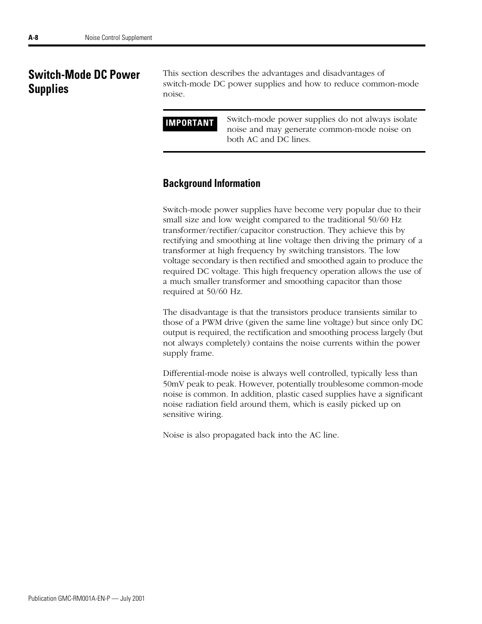 Switch-mode dc power supplies, Background information | Rockwell Automation System Design for the Control of Electrical Noise User Manual | Page 110 / 127