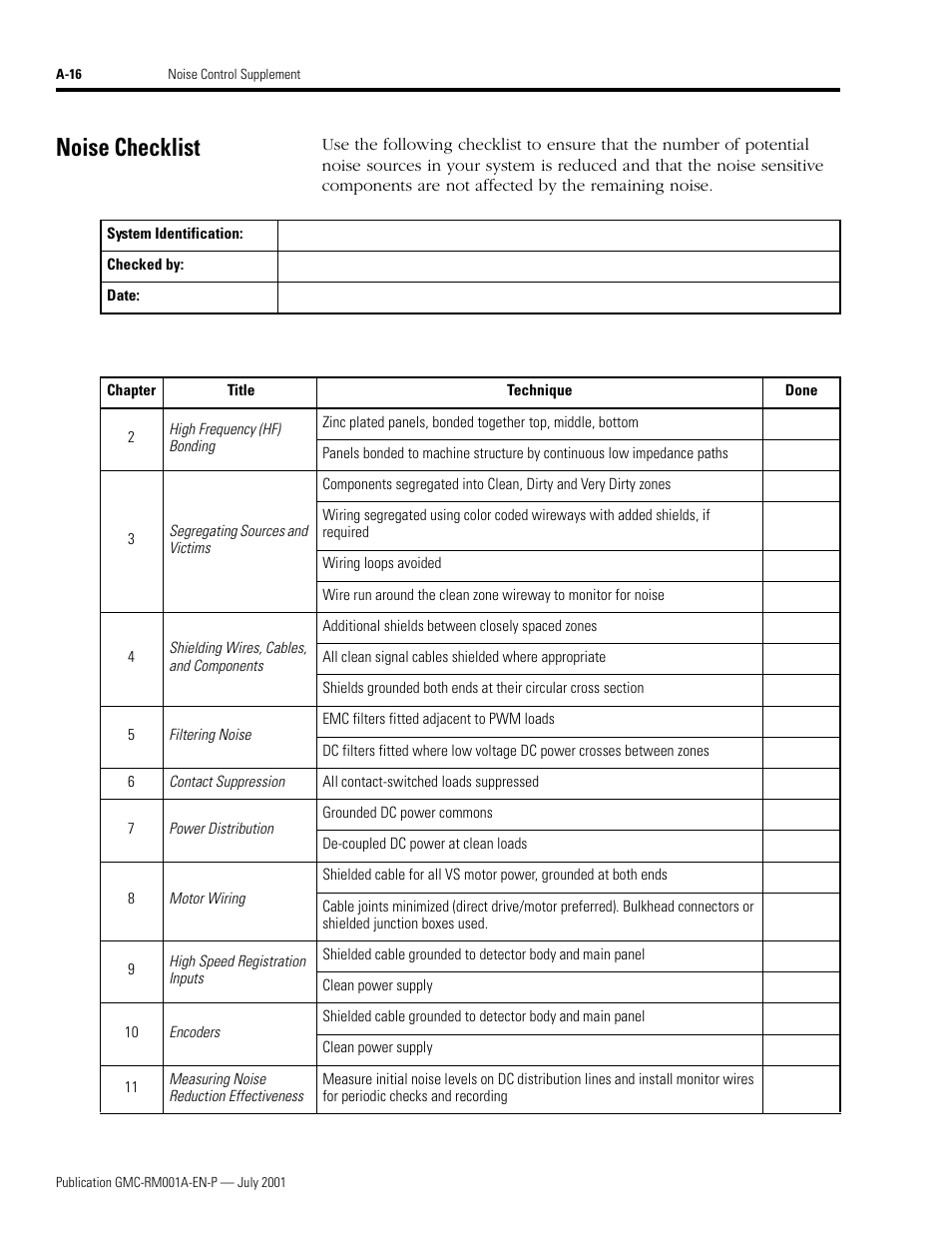 Noise checklist | Rockwell Automation System Design for the Control of Electrical Noise User Manual | Page 118 / 127