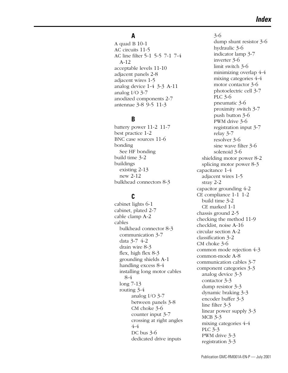 Index | Rockwell Automation System Design for the Control of Electrical Noise User Manual | Page 121 / 127