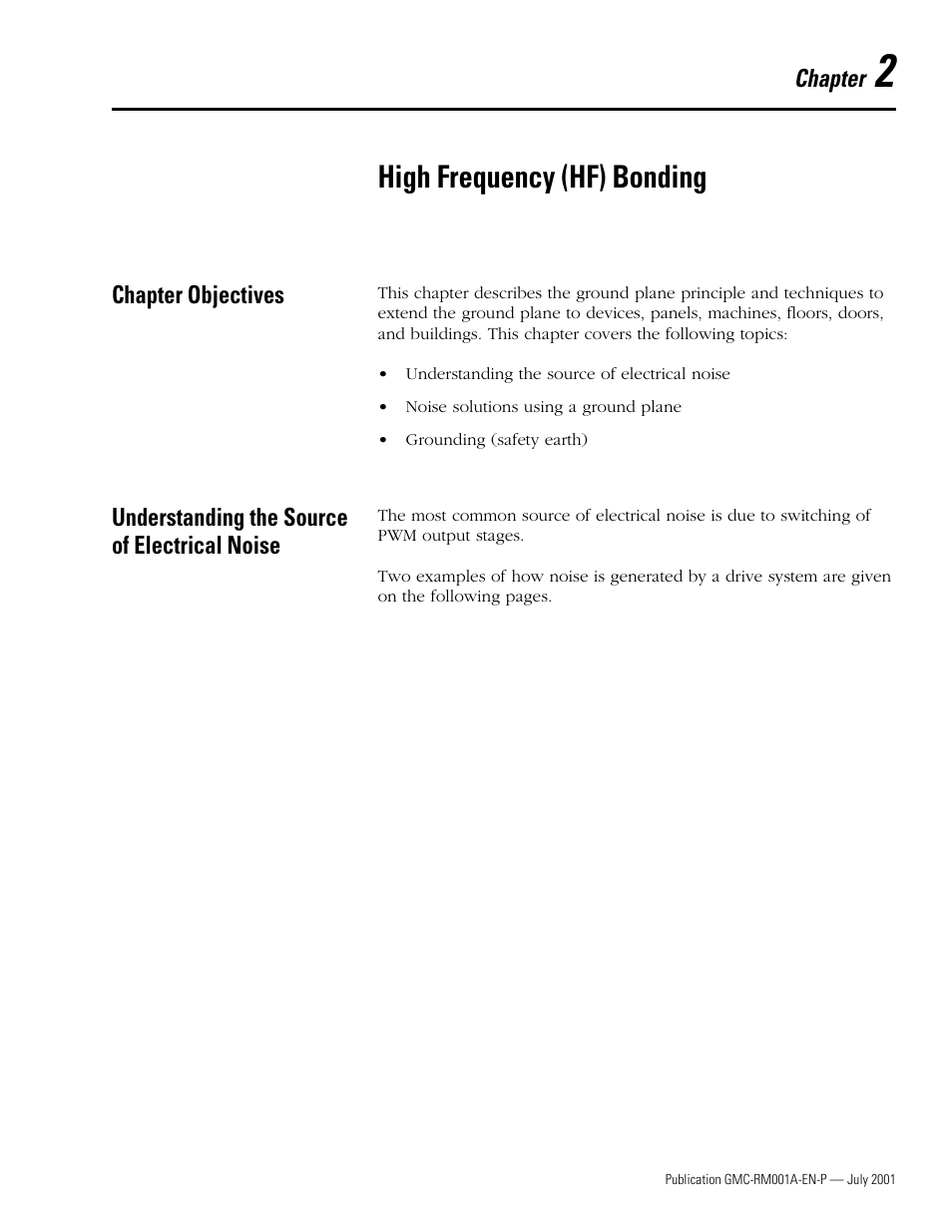 Chapter 2 - high frequency (hf) bonding, Chapter objectives, Understanding the source of electrical noise | Chapter 2, High frequency (hf) bonding | Rockwell Automation System Design for the Control of Electrical Noise User Manual | Page 19 / 127
