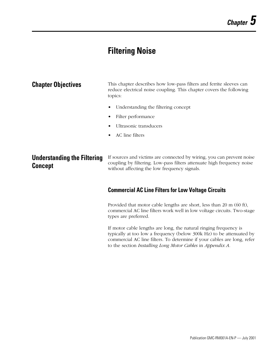 Chapter 5 - filtering noise, Chapter objectives, Understanding the filtering concept | Chapter 5, Filtering noise, Filtering noise for more i, Chapter | Rockwell Automation System Design for the Control of Electrical Noise User Manual | Page 47 / 127