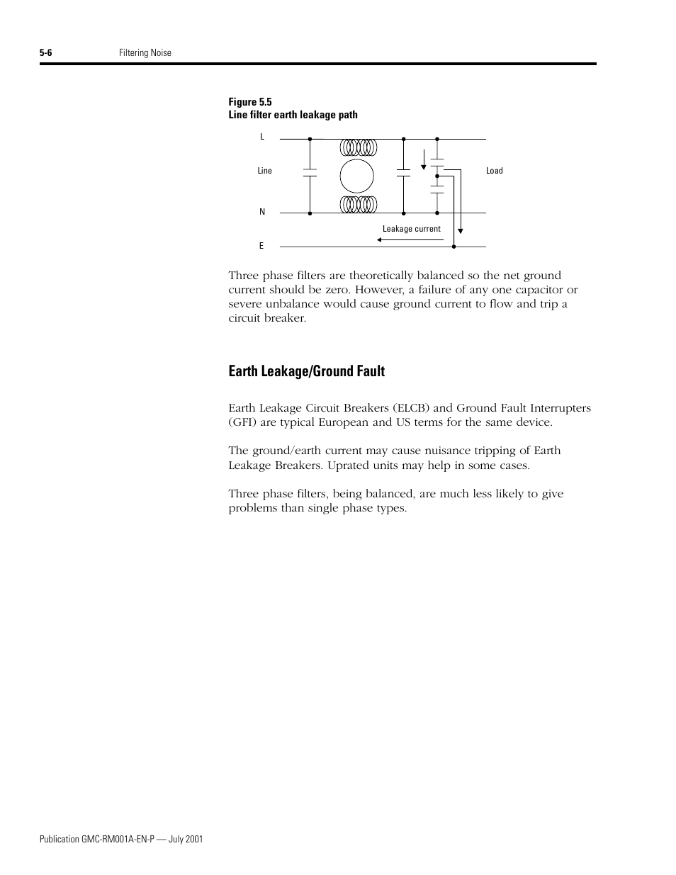 Earth leakage/ground fault, Earth leakage/ground fault -6 | Rockwell Automation System Design for the Control of Electrical Noise User Manual | Page 52 / 127