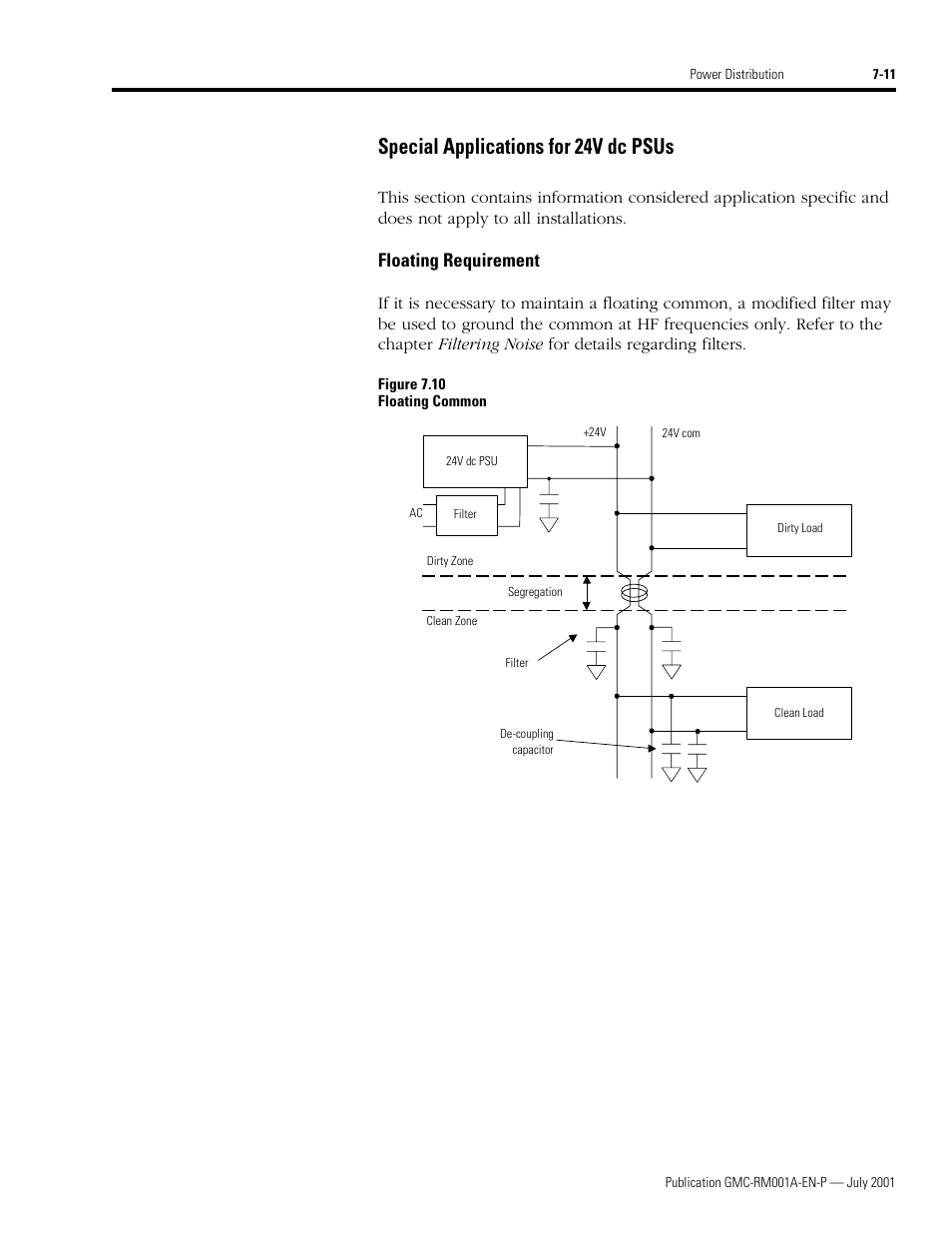 Special applications for 24v dc psus, Special applications for 24v dc psus -11, Floating requirement | Rockwell Automation System Design for the Control of Electrical Noise User Manual | Page 69 / 127