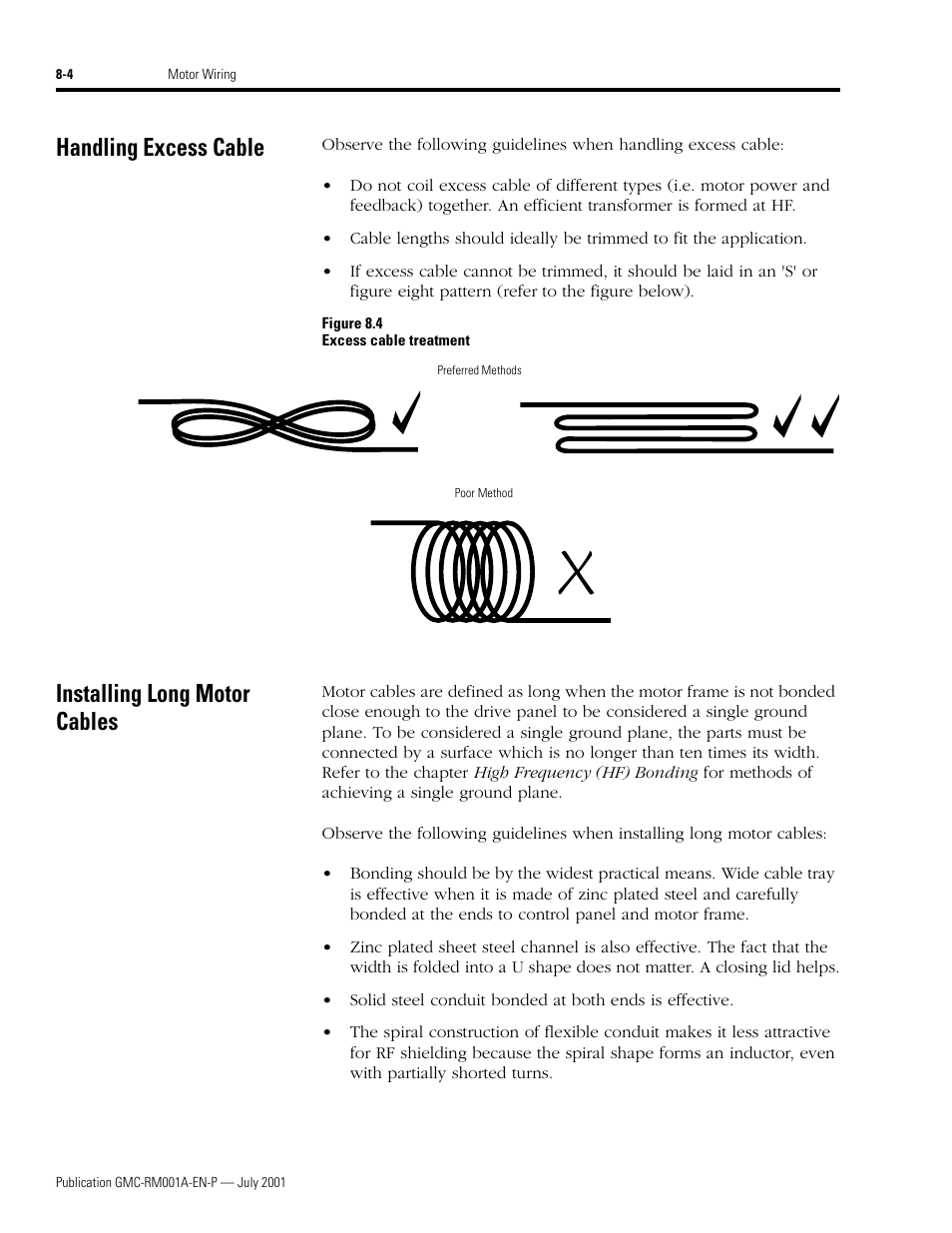 Handling excess cable, Installing long motor cables | Rockwell Automation System Design for the Control of Electrical Noise User Manual | Page 76 / 127