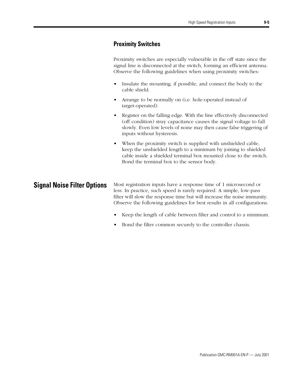 Proximity switches, Signal noise filter options, Proximity switches -5 | Signal noise filter options -5 | Rockwell Automation System Design for the Control of Electrical Noise User Manual | Page 81 / 127